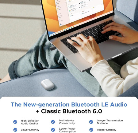 USB-C Bluetooth V6.0 Audio Transmitter, LC3/Auracast, BT701 (65708) UGREEN