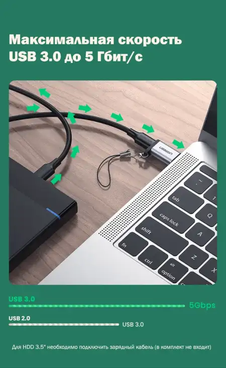 Переходник USB 3.1(f) Type C - USB 3.0(m) US276 (50533) UGREEN