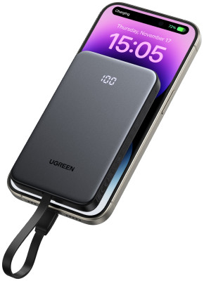 Мобильный аккумулятор Power Bank, 10000mAh, 20W, серый, PB526 (75161B) UGREEN
