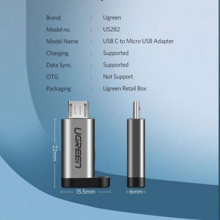 Переходник MicroUSB(m) - USB 3.1(f) Type C UGREEN