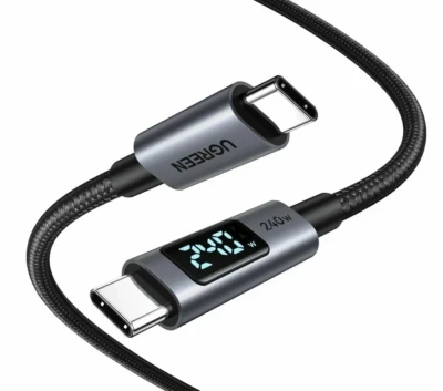 Кабель USB C - USB C, 480Mbps, 5A, QC5.0/PD3.1, 240W, 2m, Smart DigitalDisplay, L530 (65867) UGREEN