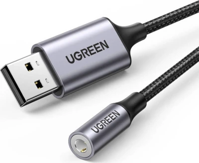 Кабель USB 2.0 на Audio 3.5mm, Mic & Ear, 4-pol OMTP/CTIA, CM477 (30757) UGREEN