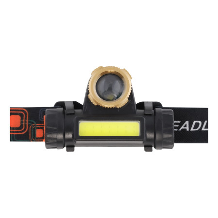 Аккумуляторный налобный фонарь 3Вт LED+ 3Вт COB, черный (SBF-HL038)