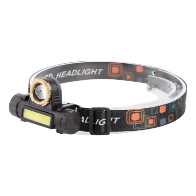 Аккумуляторный налобный фонарь 3Вт LED+ 3Вт COB, черный (SBF-HL038)