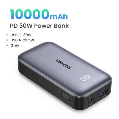 Мобильный аккумулятор Power Bank 10000mAh, 30W, Серый PB502 (25185) UGREEN