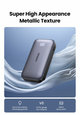 Мобильный аккумулятор Power Bank 10000mAh, 30W, Серый PB502 (25185) UGREEN