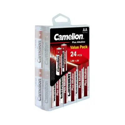 Батарейка CAMELION, LR6-PBH24, Plus Alkaline, AA, 1.5V, 2700 mAh, 24 шт., Пластиковый кейс