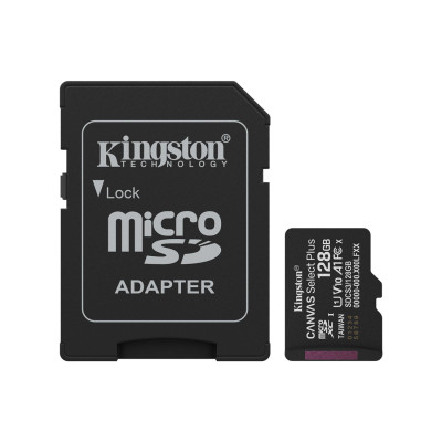Карта памяти, Kingston, SDCS3/128GB, MicroSDXC 128GB, Canvas Select Plus, A1, U1, V10, c адаптером S