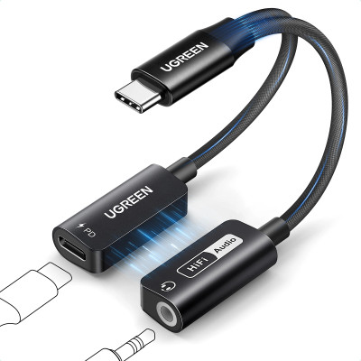 Кабель-разветвитель USB-C - 3.5mm+USB-C (для наушников и зарядного устройства) CM721 (25837) UGREEN