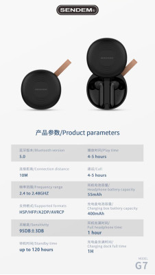 Наушники SENDEM, G7, Bluetooth 5.0