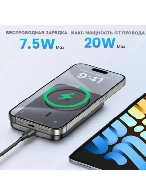 Мобильный аккумулятор Power Bank Mag-Safe, 10000mAh, 20W, CCC, черный, PB561 (25919C) UGREEN