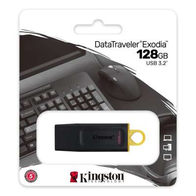 USB-накопитель, Kingston, DTX/128GB, 128GB, USB 3.2, Чёрный