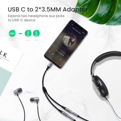 Кабель USB-C - 2*Audio(f) 3.5mm (сплиттер для наушников) AV144 (30732) UGREEN