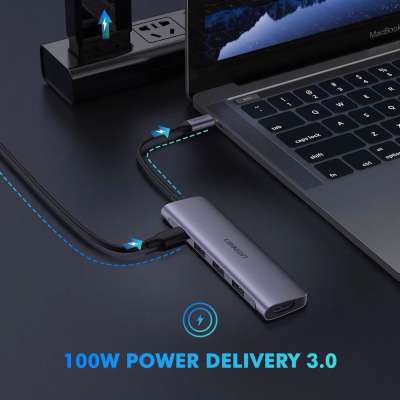Конвертер USB 3.1m Type C на HDMI USB 3.0 HUB 3 port Type C PD 100W UGREEN