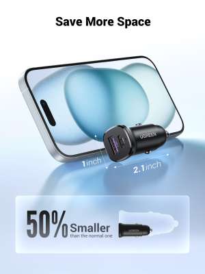 Автомобильное зарядное устройство QC3.0, 30W (USB-C+USB-A) EC305 (25845) UGREEN