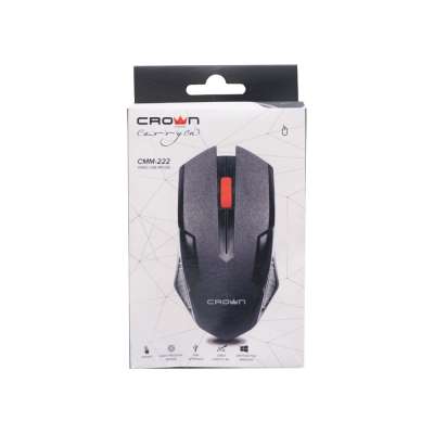 Мышь проводная CROWN , USB, 1.8м, 1000dpi, Черный (CMM-222)