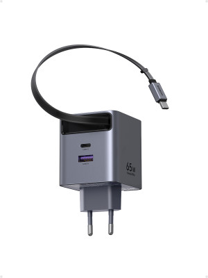 Зарядное устройство на 2xUSB-C+1xUSB, 65W, QC4.0+, GanN, 0.75m, X615 (65825) UGREEN