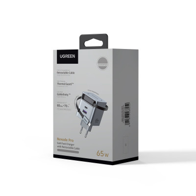 Зарядное устройство на 2xUSB-C+1xUSB, 65W, QC4.0+, GanN, 0.75m, X615 (65825) UGREEN