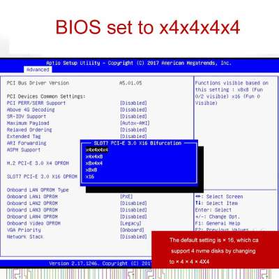 Переходник для 4xM.2 NVMe, PCI-E 3.0x4, Raid