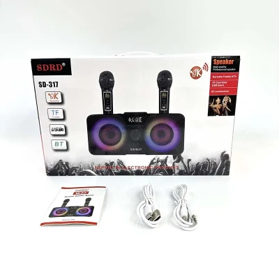 Караоке система беспроводная с двумя микрофонами SDRD SD-317 silver