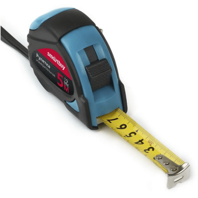 Рулетка измерительная, 5мх19мм, прорезиненный корпус, 2 фиксатора, усиленный зацеп, SmartbuyTools/72