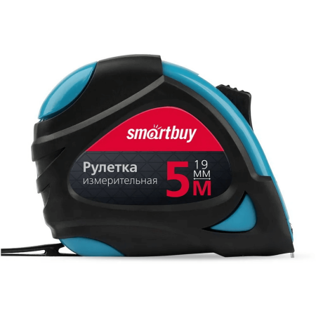 Рулетка измерительная, 5мх19мм, прорезиненный корпус, 2 фиксатора, усиленный зацеп, SmartbuyTools/72