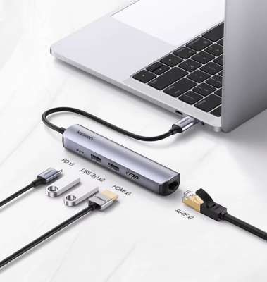 Конвертер USB 3.1m Type C на HDMI LAN USB 3.0 HUB 2 port Type C PD 100W CM418 10919 UGREEN