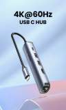 Конвертер USB 3.1(m) Type C на HDMI/LAN/USB 3.0 HUB 2 port/Type C PD 100W CM418 (10919) UGREEN