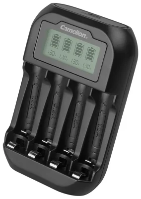 Зарядное устройство, CAMELION, BC-1046-BLK-DB, 4*AAA/4*AA, LCD дисплэй, USB порт, чёрный