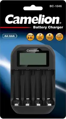 Зарядное устройство, CAMELION, BC-1046-BLK-DB, 4*AAA/4*AA, LCD дисплэй, USB порт, чёрный
