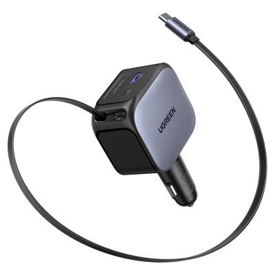 Автомобильное зарядное устройство QC3.0, PD3.0, 145W, 0.75m (2xUSB-C+USB-A) EC604 (55910B) UGREEN