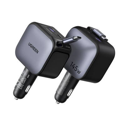 Автомобильное зарядное устройство QC3.0, PD3.0, 145W, 0.75m (2xUSB-C+USB-A) EC604 (55910B) UGREEN