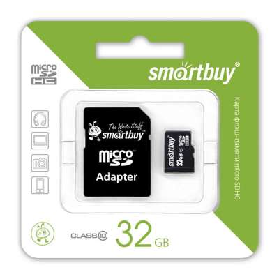 Карта памяти microSDHC с адаптером SmartBuy 32GB (class 10)