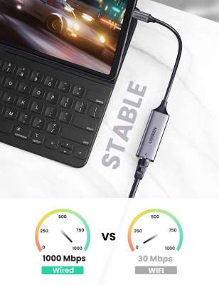 Конвертер USB 3.1(m) Type C на LAN RJ-45,10/100/1000 Mbps CM199 (50737) UGREEN