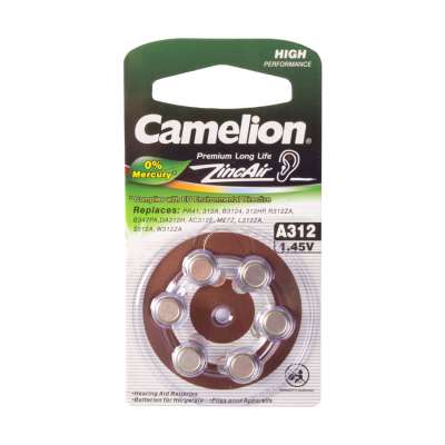 Батарейка CAMELION, A312, Zinc Air, 1.45V, 1шт.