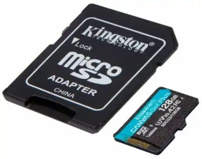 Карта памяти, Kingston, SDCG3/128GB, MicroSDXC 128GB, Canvas Go Plus, A2, U3, V30, с адаптером SD