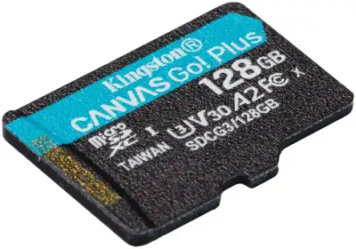 Карта памяти, Kingston, SDCG3/128GB, MicroSDXC 128GB, Canvas Go Plus, A2, U3, V30, с адаптером SD