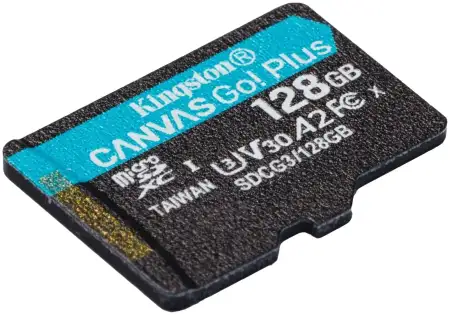 Карта памяти, Kingston, SDCG3/128GB, MicroSDXC 128GB, Canvas Go Plus, A2, U3, V30, с адаптером SD
