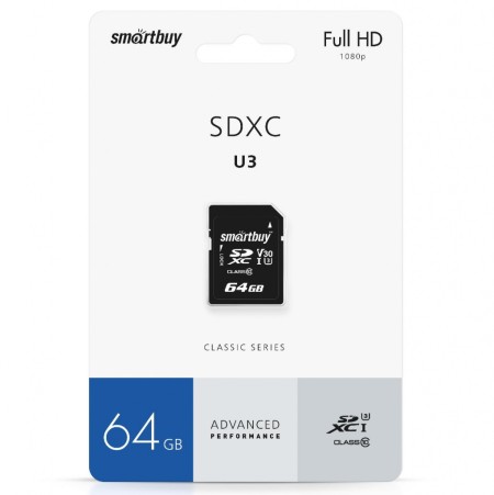 Карта памяти microSD с адаптером Smartbuy 64GB (class 10) UHS-I (U3)