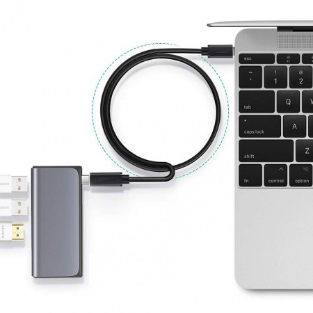 Кабель USB(m) C 3.1 Gen1- USB(f) C, 5Gbps, 3A, 60W, 0.5m. удлинитель ED008 (40574) UGREEN