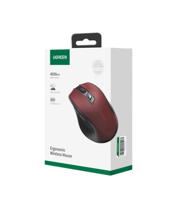 Мышь оптическая беcпроводная MU006 (15065), 2.4 GHz, Red UGREEN, No AA Battery inside
