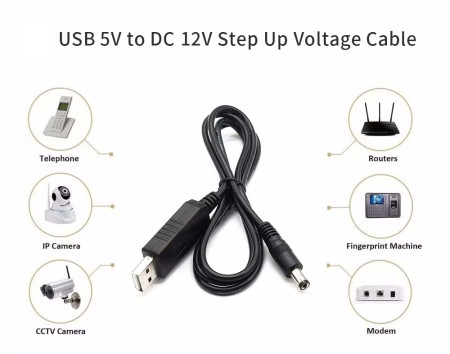 Кабель повышения напряжения c 5V до 12V USB to DC5521
