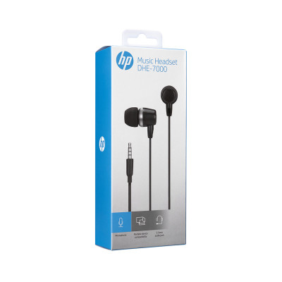 Наушники, HP, DHE-7000BK, Длина кабеля 1.5 м, 1*3.5 Mini jack, Черные