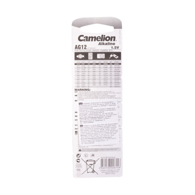 Батарейка CAMELION, AG12/LR43/386, Alkaline, 1.5V, 1шт.