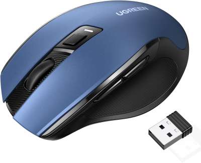 Мышь оптическая беcпроводная MU006 (15064), 2.4 GHz, Blue UGREEN, No AA Battery inside