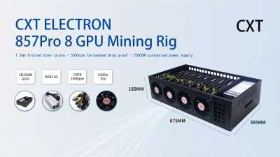 Корпус для майнинга в сборе материнская плата на 8 видеокарт, CPU, DIMM, SSD, БП