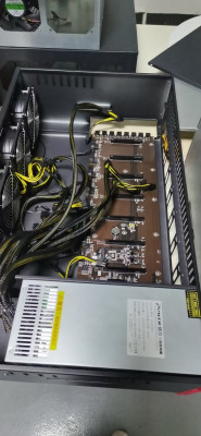 Корпус для майнинга в сборе материнская плата на 8 видеокарт, CPU, DIMM, SSD, БП