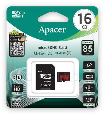 Карта памяти microSD Apacer AP16GMCSH10U5-R 16GB