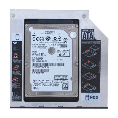 Адаптер установки жесткого диска в отсек DVD ноутбука 12,7мм