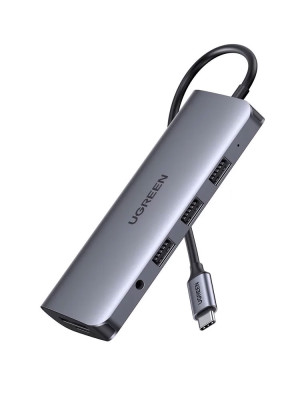 Конвертер USB 3.1m Type C на HDMI VGA LAN 3.5mmAudio USB3.0 HUB 3 port Type C PD 100W CM179 80133